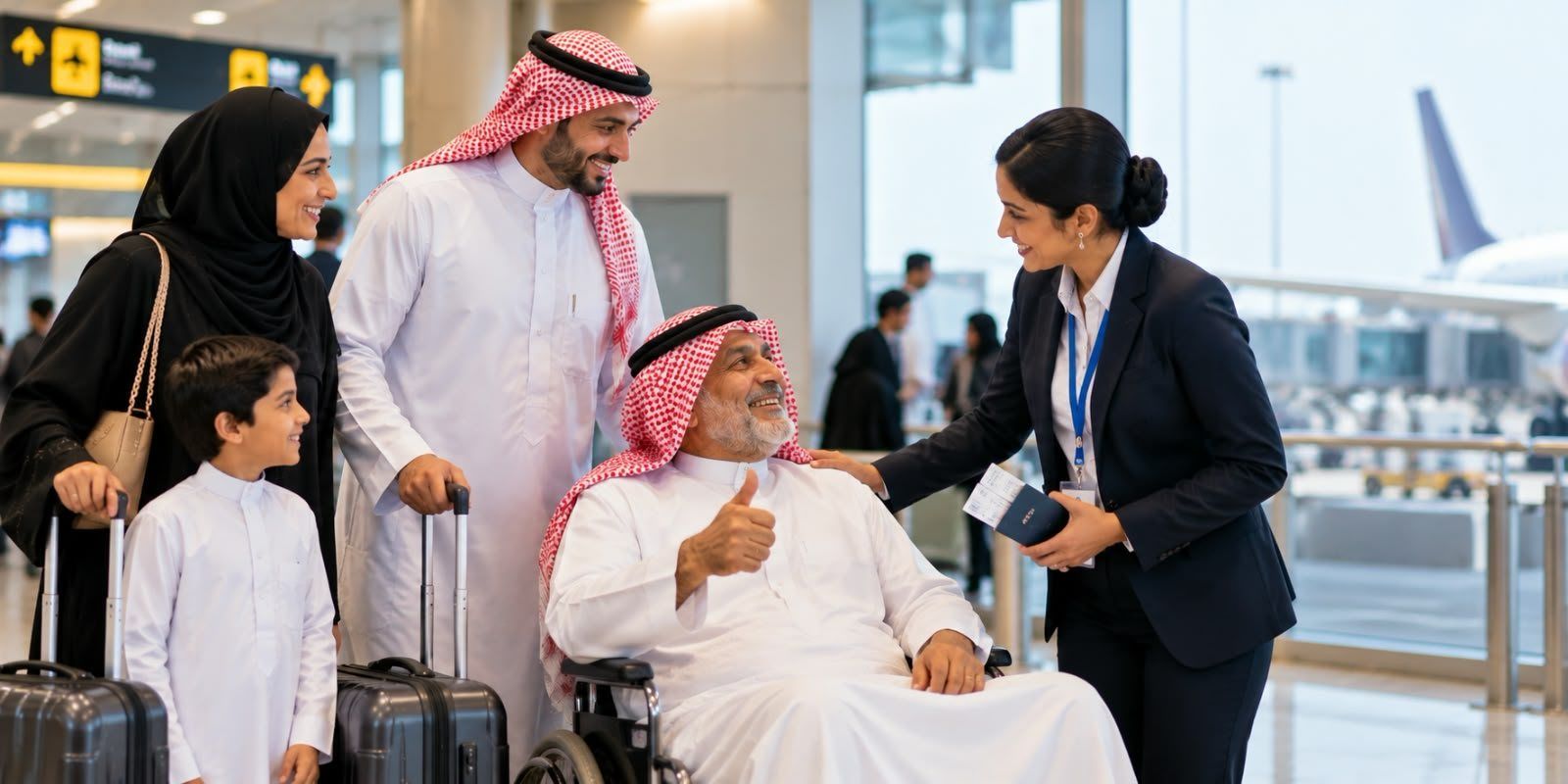 أحد أفراد العائلة يجلس بجانب المريض أثناء حديث مع منسّق